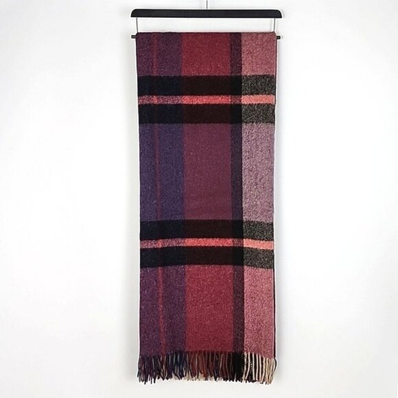 Bronte by Moon 100% Pure Wool Large Throw Blanket Madison Purple Plaid 58" X 68" - Picture 2 of 6